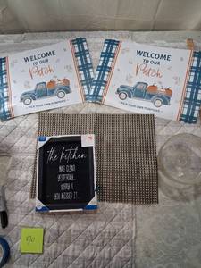 lot 56 image: Fall Pumpkin Patch Welcome Signs and Kitchen Home Decor Bundle