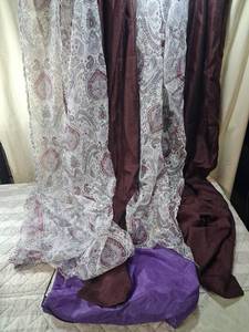 lot 96 image: Mixed Fabric Lot with Purple Drawstring Bag