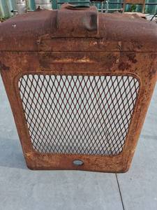 lot 121 image: Industrial Fan Heater Assembly with Metal Mesh Grill