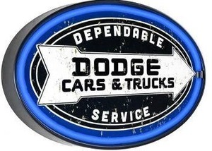lot 12356 image: Dodge Cars & Trucks Dependable Service Vintage Inspired LED Neon Sign