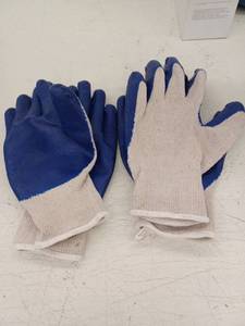 lot 12387 image: 2 Pair Blue Rubber Palm Work Gloves