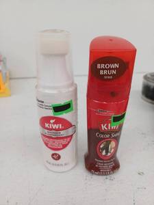 lot 12396 image: KIWI Shoe Care Products - Color Shine Brown and White Leather Whitener Set