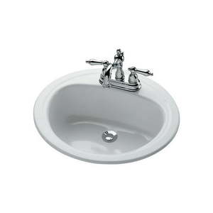 lot 12467 image: Bootz White Porcelain Enameled Steel 19in Oval Self Rimming Sink