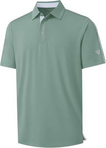 lot 34 image: M MAELREG Golf Polo Shirts for Men Short Sleeve Dry Fit Solid Moisture Wicking Casual Performance Collared Mens Polo Shirts. Large. Beryl Green