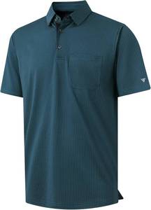 lot 61 image: M MAELREG Mens Polo Shirts Short Sleeve Dry Fit Jacquard Performance Moisture Wicking Casual Pocket Golf Shirts for Men. XL. Green Heather