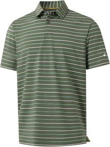 lot 72 image: Rouen Mens Golf Shirt Moisture Wicking Dry Fit Performance Stripe Casual Collared Short Sleeve Golf Polo Shirts for Men 2X Olive Green Stripe