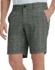 lot 114 image: M MAELREG Golf Shorts Men Print Quick Dry 9 Stretch Lightweight Water-Resistant Flex Flat Front Fashion Mens Shorts Casual. 40 Waist. Black Grey Leaf