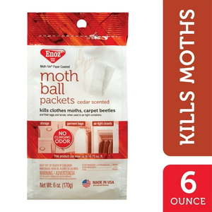 lot 12524 image: Enoz Cedar Scented Moth Ball Packets  Kills Clothes Moths and Carpet Beetles  6 oz Bag, 2 Pack