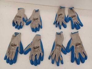 lot 12578 image: Hi-Tek Work Gloves Blue Latex Coated Construction Gloves Lot of 4 pair