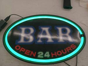 lot 12600 image: LED Bar Open 24 Hours Illuminated Sign
