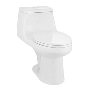 lot 12669 image: McClure 12 inch Rough In One-Piece 1.1 GPF1.6 GPF Dual Flush Elongated Toilet in White Seat Included