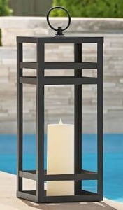 lot 12670 image: Becki Owens 28in Black Lantern with Flameless Pillar Candle