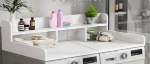 lot 12680 image: Tileon 2-Layer Washer Dryer Countertop with Non-Slip Pads and Edge, White