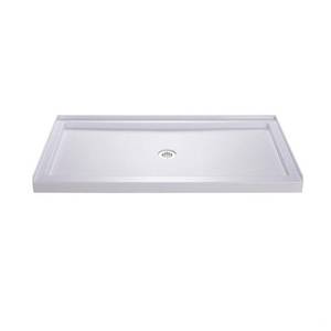 lot 12692 image: DreamLine SlimLine 32 in. D x 60 in. W x 2 34 in. H Center Drain Single Threshold Shower Base in White DLT-1132600
