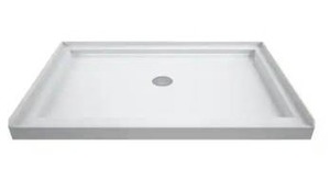 lot 12696 image: White Acrylic Shower Base with Center Drain 48x36 inch