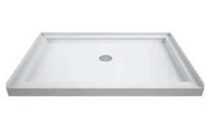 lot 12697 image: White Acrylic Shower Base with Center Drain 48x36 inch