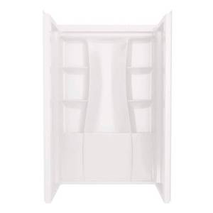 lot 12701 image: Delta Classic 500 48 in. W x 73.25 in. H x 34 in. D 3-Piece Direct-to-Stud Alcove Shower Surrounds in High Gloss White