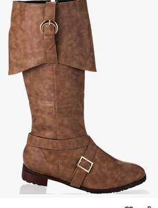lot 2571 image: Jiuguva Pirate Boots Men Medieval Renaissance Boots Halloween Costume Caribbean Leather Long Shoes Women Riding Cosplay size 12-13