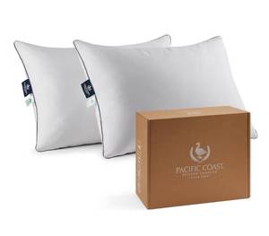 lot 2577 image: Pacific Coast Bed Pillow, Luxury Hotel Goose Feather and Down Firm Pillow for Sleeping with 100% Cotton Shell, Soft and Supportive queen