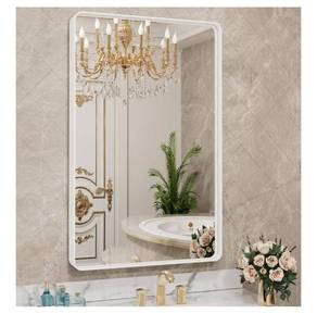lot 2580 image: LOAAO 22x30 Inch White Metal Framed Bathroom Mirror for Wall,