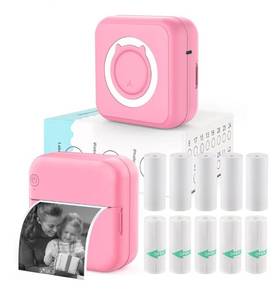 lot 2597 image: Inkless Mini Thermal Pocket Printer, Wireless Mini Sticker Printer with 10 Rolls Thermal Paper