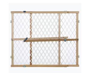 lot 2605 image: Toddleroo by North States - Diamond Mesh Wooden Baby Gate Pressure Mounted Baby Gate for Doorways - Adjustable 26.5 to 42 Inches Wide - 23 Inches Tall