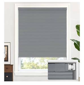 lot 2607 image: LazBlinds Cordless Cellular Shades, No Tools No Drill Blackout Honeycomb Shades Pleated Blinds for Windows, 43 W x 48 H, Dark Grey