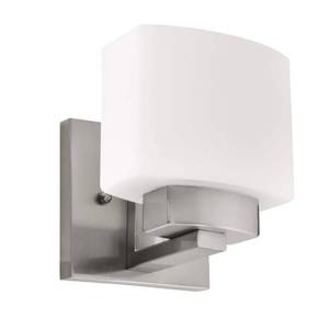 lot 2609 image: Design House Dove Creek Dimmable Wall Light Sconce with Frosted Glass  Satin Nickel