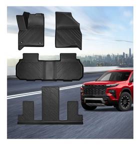 lot 2628 image: Custom Fit Floor Mats for 2024-2026 Chevy Traverse, 2024-2026 GMC Acadia & 2025-2026 Buick Enclave (7 Passenger Only), All-Weather TPE Floor Liners 1st, 2nd & 3rd Row Full Set, Black (Non-Limited)