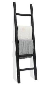lot 2633 image: FUIN Fully Assembled 57in Wood Blanket Ladder Living Room Decorative Wall Leaning Farmhouse Quilt Display Holder Rustic Wooden Towel Rack for Bathroom, Black missing parts