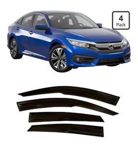 lot 2637 image: 2016-2021 Tape-On Rain Guards for Honda Civic Sedan Side Window Visor Deflectors EX EX-L LX Sport Touring Durable Vent Shades 2017 2018 2019 2020