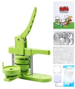 lot 2709 image: Happizza Button Maker Machine, 75mm(3 inch) DIY Pin Button Maker Press Machine Kit, Badge Button Press Machine Pin Maker Machine with 100pcs Button Parts&ampPictures&ampCircle Cutter&ampMagic Book
