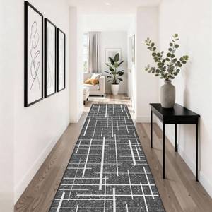 lot 2726 image: TTelephant Non Slip Hallway Runner Rug 2x10, Gray Modern Distressed Stripe, Washable Long Rug, Woven Thin Low Pile Carpet Runners for Hallway 10ft Entryway, Kitchen, Walkway- Gray
