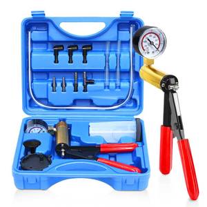 lot 2735 image: CARSC Hand Held Vacuum Pump Tester Kit with Adapter and Case is Suitable for Automotive Vacuum Gauge and Brake Exhaust Kit (Blue)