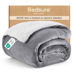 lot 2737 image: Bedsure GentleSoft Sherpa Fleece Throw Blanket for Couch, Non-Heated, Thick & Warm Cozy Blanket for Winter, Soft Fuzzy Plush Throw Gifts for Women and Men, Grey, 50x60 Inches