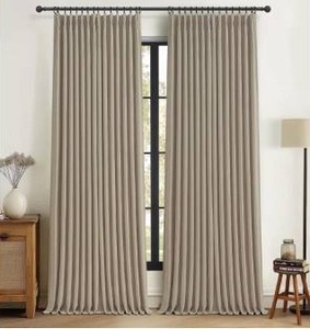 lot 2741 image: Burlywood Birch Pinch Pleated Blackout Linen Two Layer Bedroom Window Curtains 95 Inches Long 2 Panels Set, Memory Trained Country 94-96 Inch Insulated Noise Reducing Black Out Curtain 40W x 95L