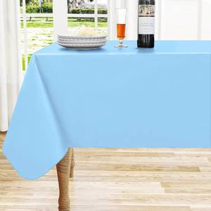 lot 2746 image: homing Rectangle Vinyl Tablecloth, Waterproof Spillproof Plastic Flannel Backed Table Cloth, Wipe Clean Table Cover for Dining, Buffet Parties and Camping (Baby Blue, 52 x 70)