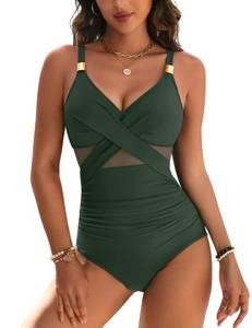 lot 2750 image: Blooming Jelly Womens One Piece Swimsuit Slimming Tummy Control Bathing Suits Sexy Mesh Swim Suits 2026 M, Army Green medium