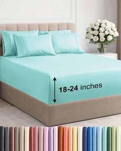 lot 2753 image: Extra Deep King Sheet Set - 6 Piece Breathable and Cooling Sheets - Hotel Luxury Bedding for Women, Men, Kids & Teens - Easy & Secure Fit - Soft, Wrinkle Free and Comfy - Extra Deep Pockets - Spa Blue