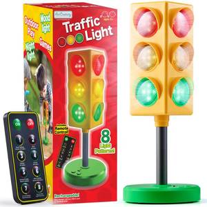 lot 2757 image: ArtCreativity Traffic Light - Teacher Classroom Must Haves Supplies, 8 Modes with Remote - Classroom Decor, Kindergarten Educational Lamp - Real Traffic Light Rotation Mode