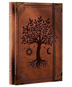 lot 2778 image: Ovesmusl PU Leather A5 Binder 6 Ring Refillable Journal Cover No Refill Paper A5 Planner Binder Loose Leaf Binder for Notebook 5.7x8.3 with Elastic Closure, Brown Tree