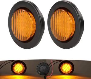 lot 2772 image: NEW SUN 2.5 Inch Round LED Marker Lights - 8 High Brightness LEDs, IP67 Waterproof, Soft Rubber with Halo Design - Flange Mount for Trailer, Truck, RV, Camper, Boat