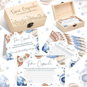 lot 2786 image: Fuutreo First Trip Around The Sun Themed Time Capsule Box 1st Birthday Time Capsule First Birthday Party Games, 1st Activities for Guests, Advice and Wishes Cards Gift Keepsake for Party Supplies