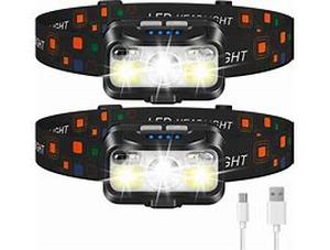 lot 2800 image: LHKNL Headlamp Flashlight, Lumen Ultra-Light Bright LED Rechargeable Headlight with White Red Light, 2-Pack Waterproof Motion Sensor Head Lamp,8 Modes for Outdoor Camping Running Hiking Fishing