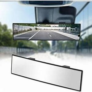 lot 2801 image: HmmtyRack Rear View Mirror, Chrome Anti-glare Panoramic Rear Mirrors Universal 12 Inch Convex Car Interior Clip on Extra Big Wide Angle Rearview Mirror Extender to Reduce Blind Spot for Car SUV Trucks