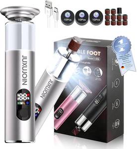 lot 2826 image: Juxujoin Electric Foot Callus Remover,Rechargeable Electric Callus Remover for Feet Variable 3-Speed &amp LED Light-Removes 99.92% of Calluses Portable Foot File Pedicure Kits with 30 Grit Pads-Silver