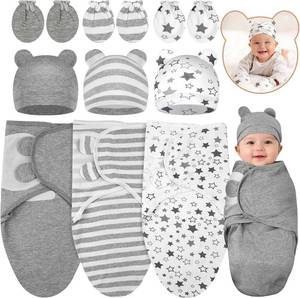 lot 2828 image: Flasoo 3 Pack Preemie Swaddle with Hat & Mittens Set, Adjustable Cotton Swaddle for Preemie Baby, Preemies Swaddles 4-7 Lbs for Baby Boy Girl, Baby Sleep Sack for Newborn Essentials (Classic Style)