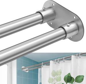 lot 2841 image: Anndason Double Shower Curtain Rod 28 to 75 Inches Elegant Double Shower Rod Adjustable Wall Mounted Double Shower Curtain Pole for Bathroom (Silver, 28 to 75)