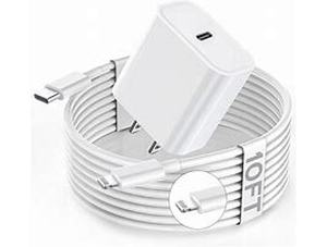 lot 2850 image: Apple Fast Charger, 10FT Extra Long Fast iPhone Charger Travel Plug Adapter Super Quick Apple Charging USB C Wall Charge Block with 10Foot Lightning Cable Cord for iPhone 14131211XXRSE2022iPad