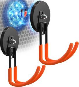 lot 2859 image: Extra Large Heavy Duty Magnetic Hooks for Hanging Garage Tools, 3.5in Ndfeb Strong Magnet Hook Heavy Duty, Super Big Magnetic Storage Utility Hook, Magnetic Hanger Holder Wall Mounted, 2 Pack Black